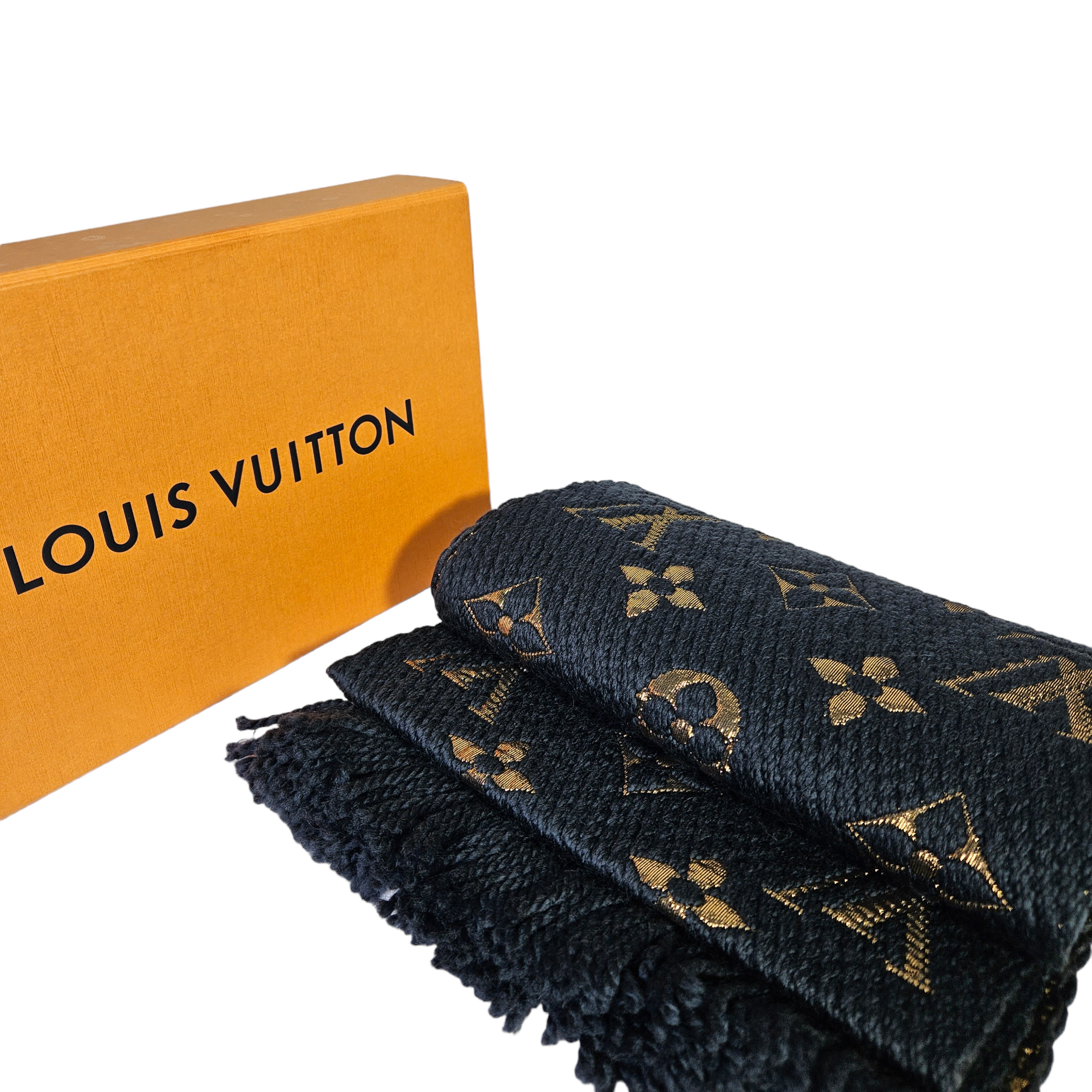 Louis Vuitton Logomania Shine brown gold scarf Golden Dark brown