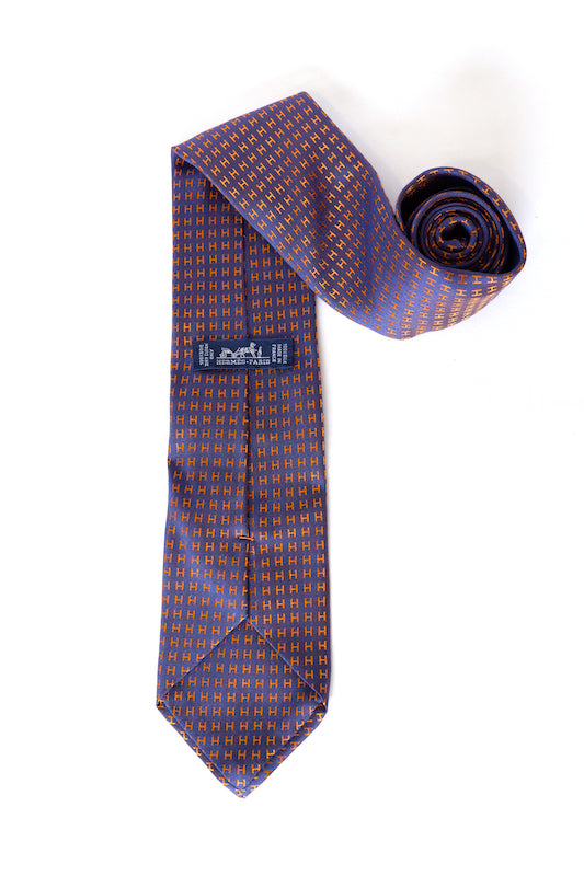 Hermès Faconnee Jacquard H Silk Tie - Orange – Luxe Marché India