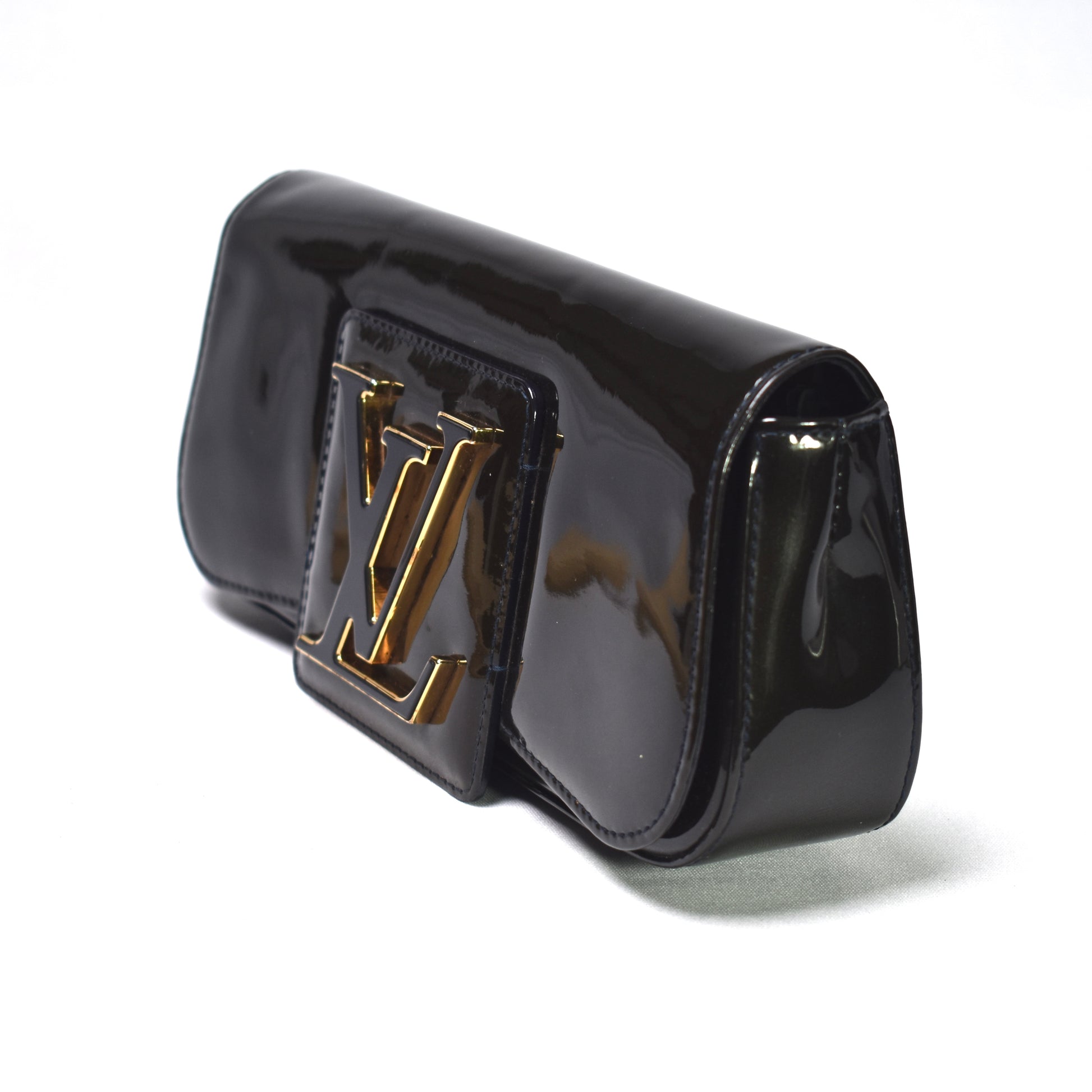 Louis Vuitton, Bags, Louis Vuitton Vintage Sobe Clutch Handbag Logo  Patent Leather Burgundy 1897