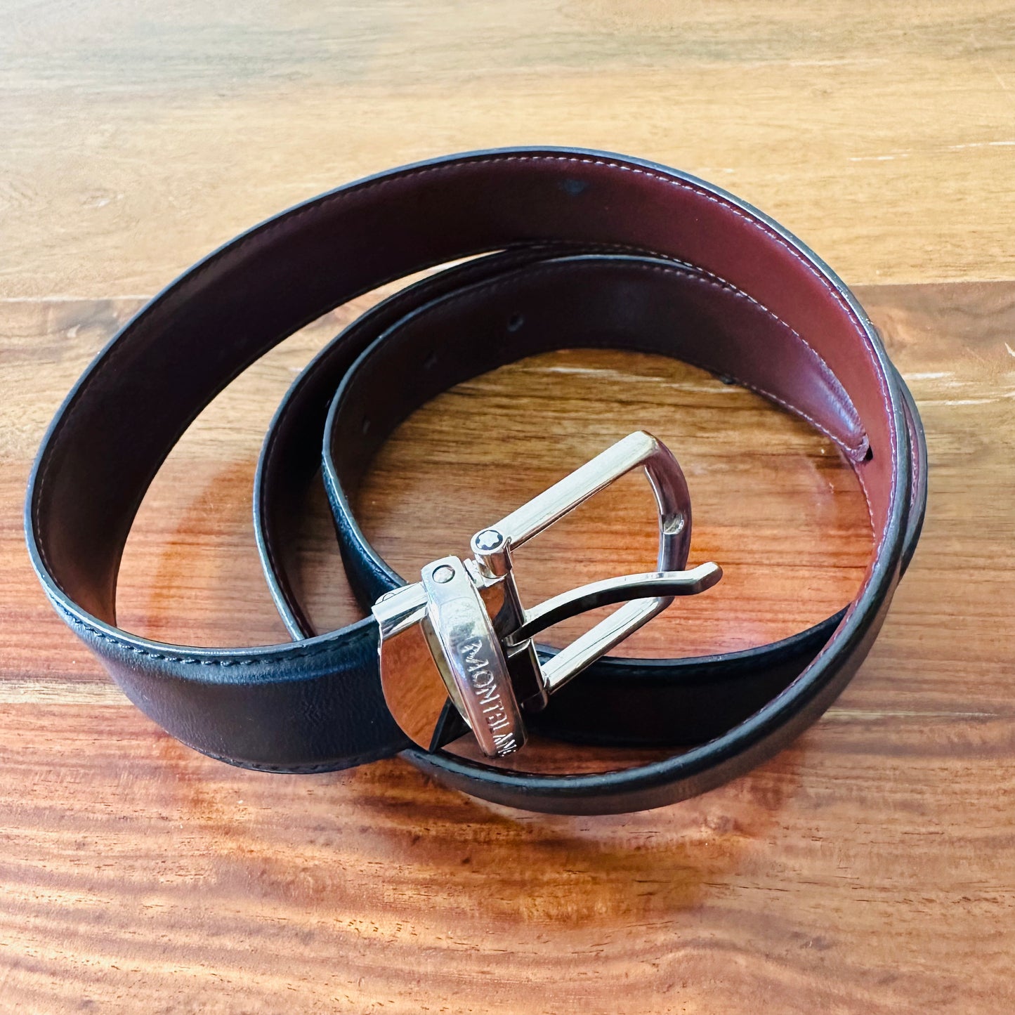 Mont Blanc Buckle Leather Belt - Size 38inches