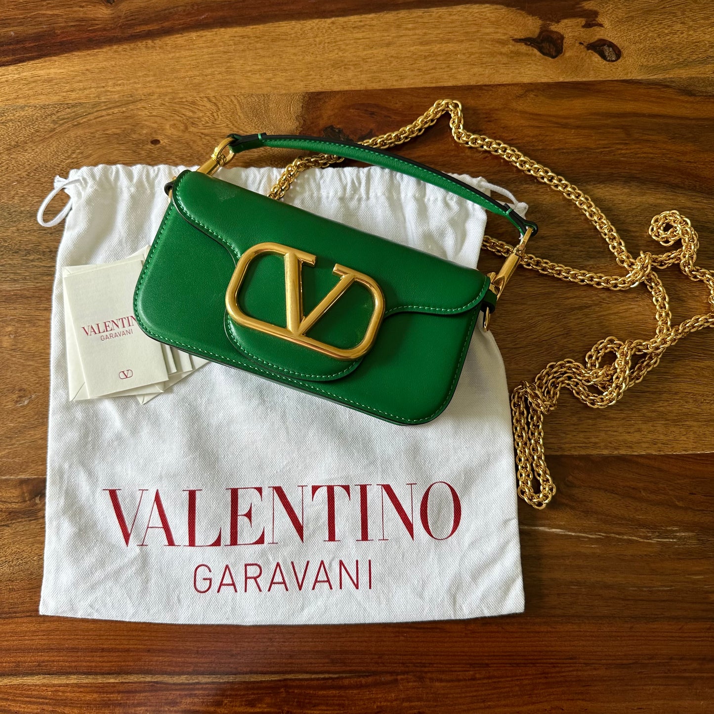 Valentino V Logo Small Locò Green Leather Bag – Luxe Marché India