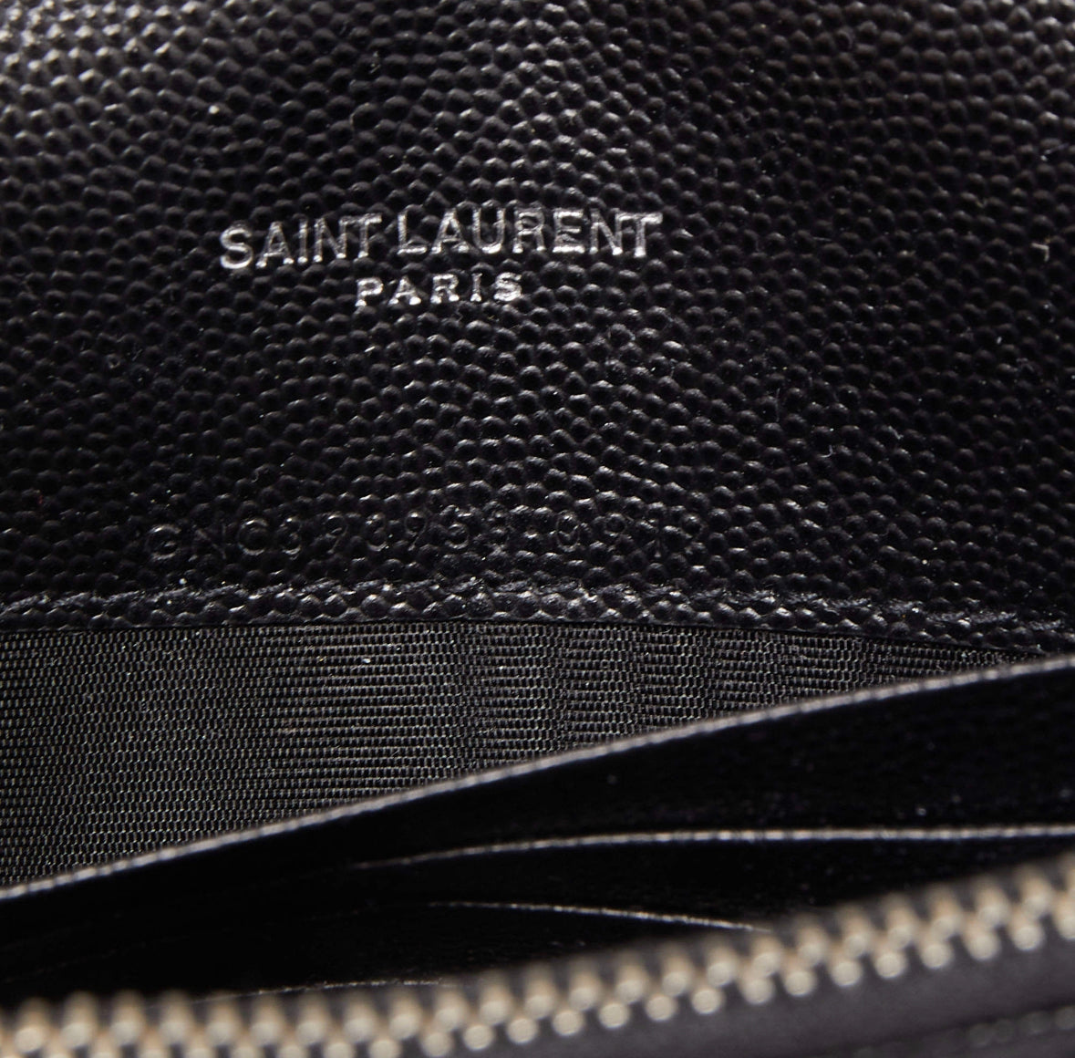 Saint Laurent Black Leather Cassandre Chain Clutch