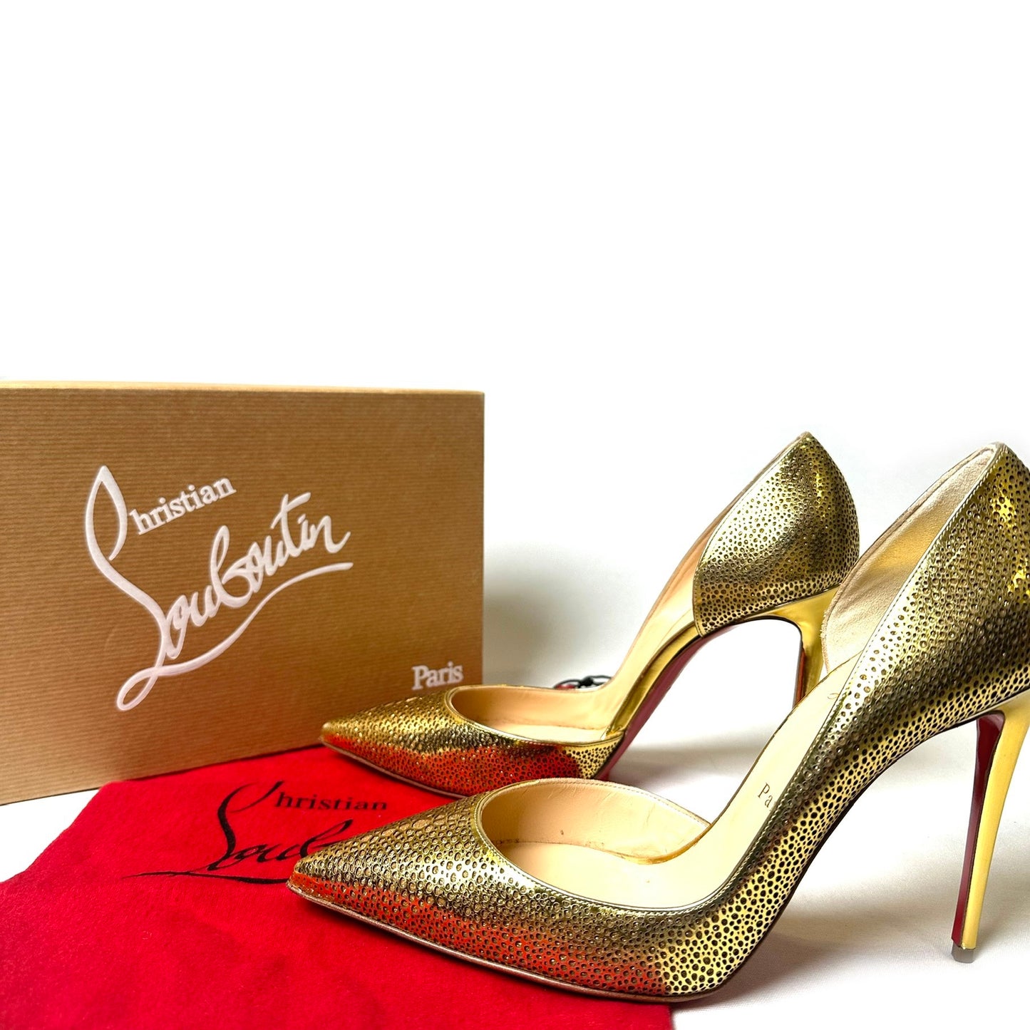Christian Louboutin Golden Leather D'Orsay Pumps - Size 40.5