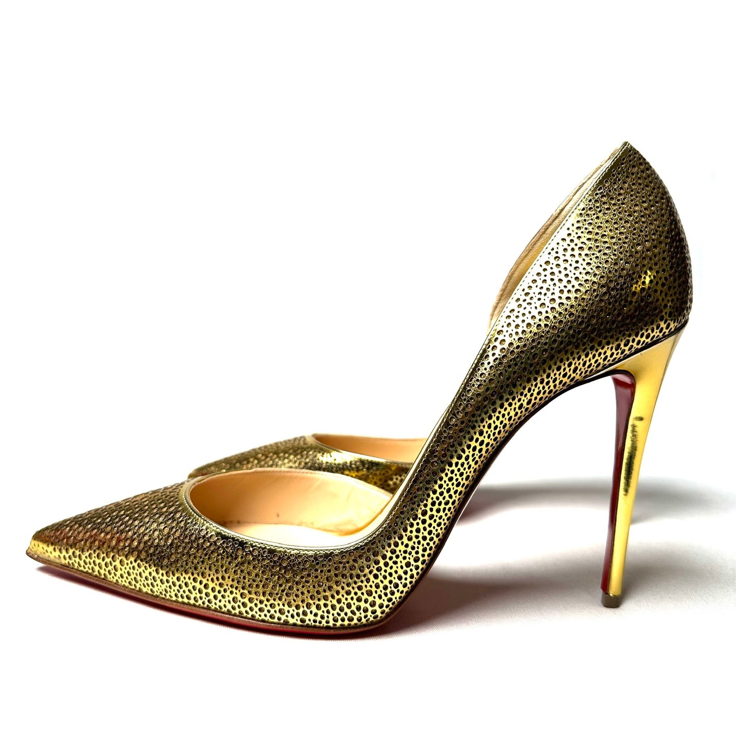 Christian Louboutin Golden Leather D'Orsay Pumps - Size 40.5