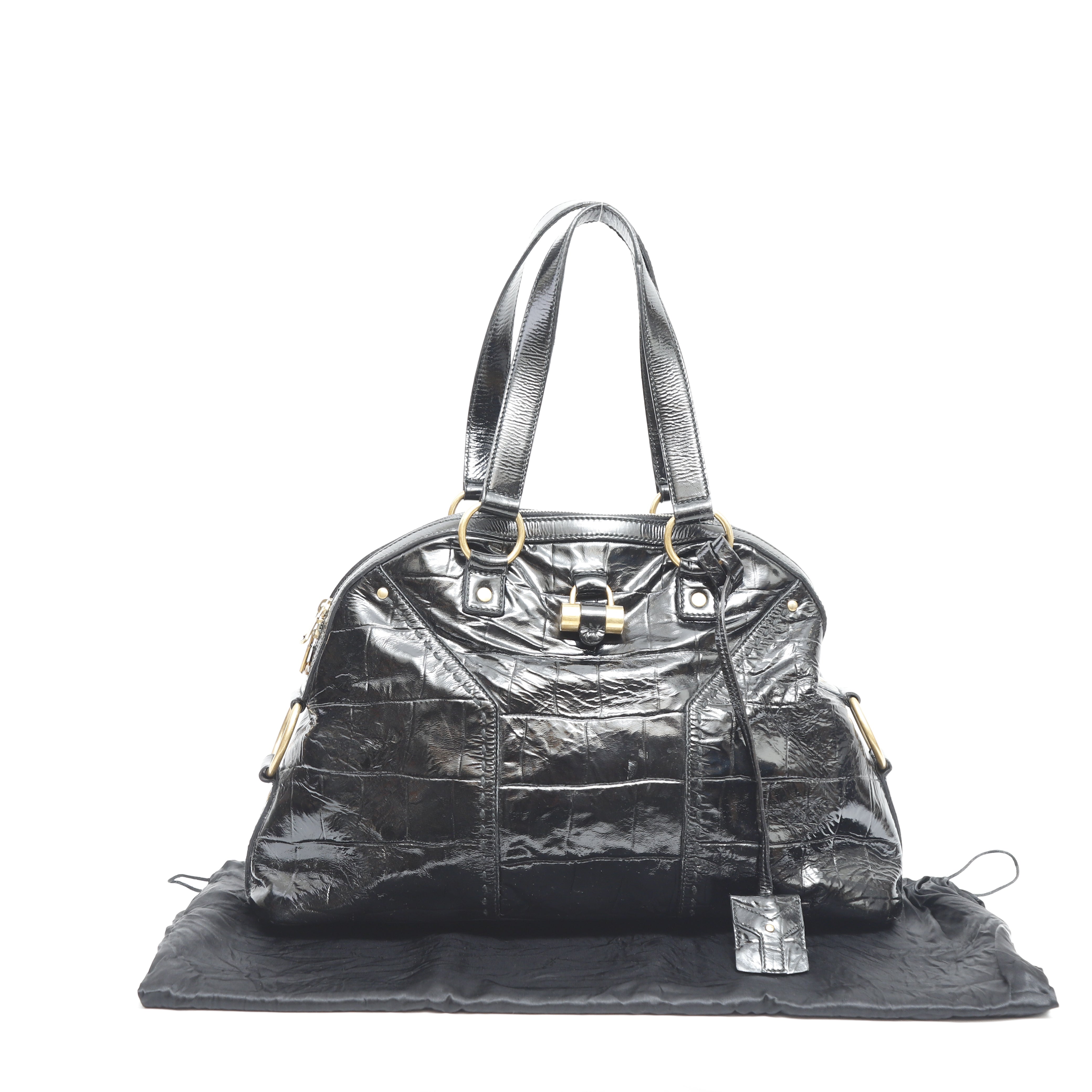 YVES SAINT LAURENT Shoulder Bag drawstringShoulder PVC/leather Black B –  JP-BRANDS.com