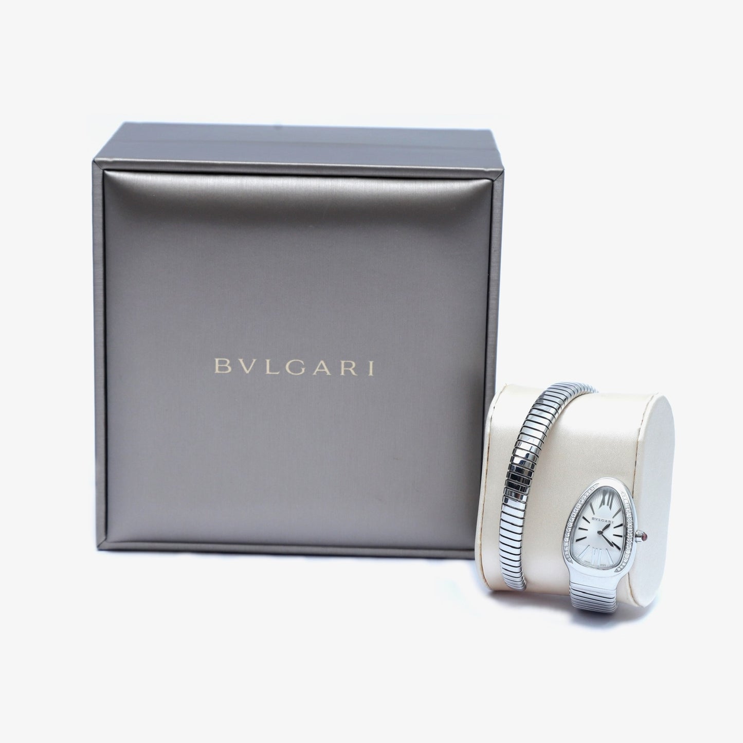 Bvlgari Tubogas Serpenti Watch in Stainless Steel with Diamonds