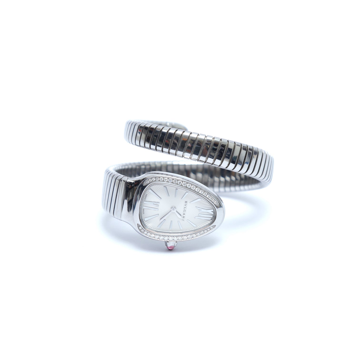 Bvlgari Tubogas Serpenti Watch in Stainless Steel with Diamonds