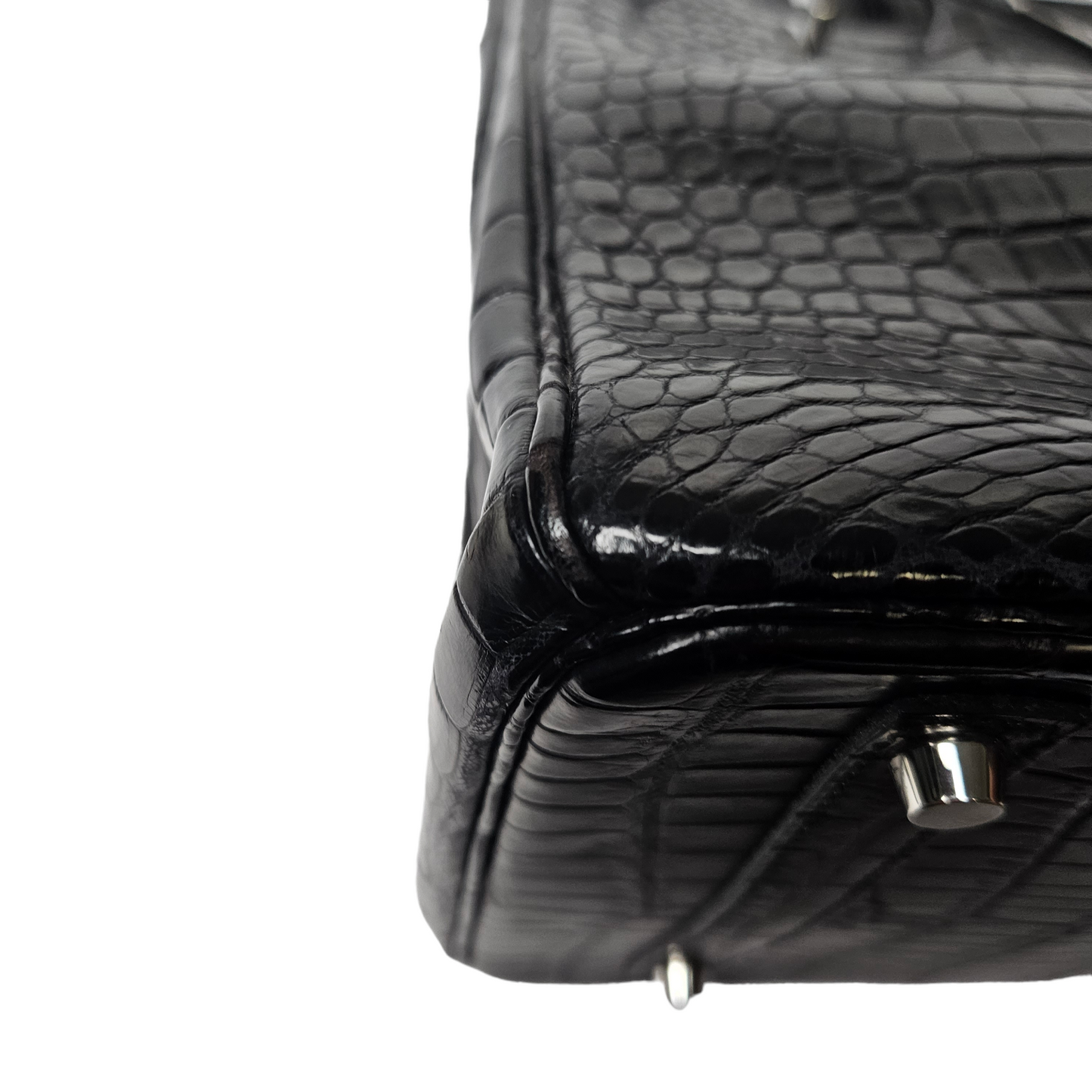 Hermès Birkin 35cm in Shiny Black Porosus Crocodile Leather with Palladium Hardware