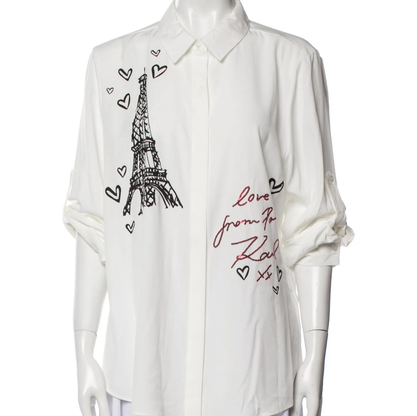 Karl Lagerfeld Embellished Button-Up Shirt- Size M