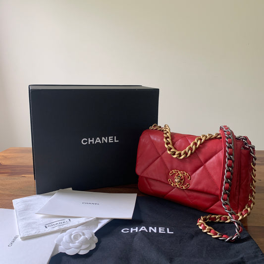 Chanel 19 Small in Red Lambskin Leather