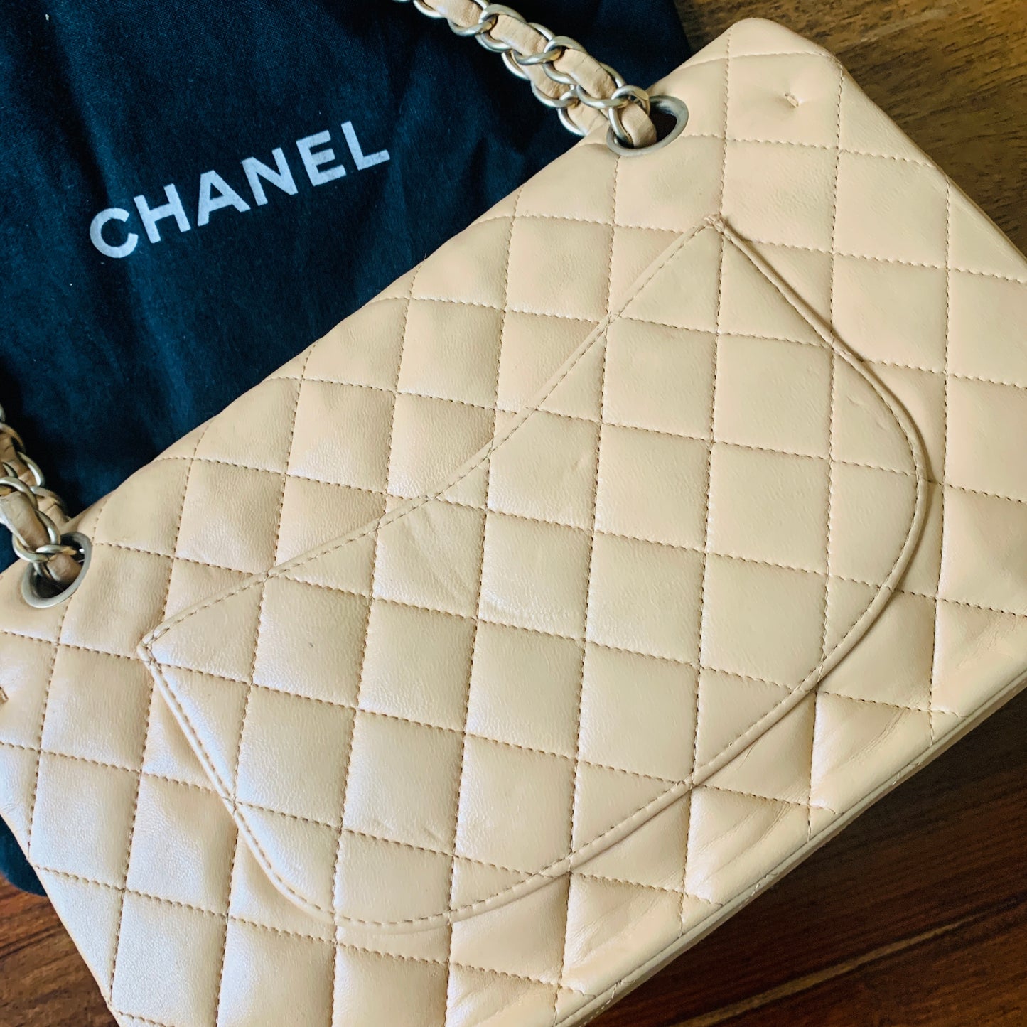 Chanel Medium Classic Double Flap Beige Shoulder Bag – Luxe Marché India